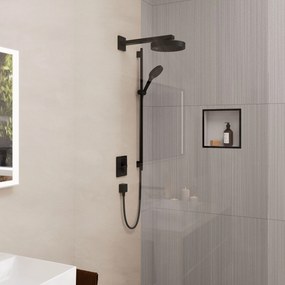 Hansgrohe Rainfinity, sprchová sada 130 3jet EcoSmart s tyčou S Puro 90 cm, čierna matná, HAN-28744670
