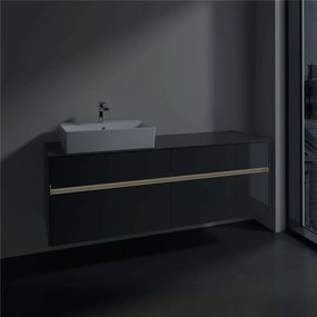 VILLEROY &amp; BOCH Collaro závesná skrinka pod umývadlo na dosku (umývadlo vľavo), 4 zásuvky, s LED osvetlením, 1600 x 500 x 548 mm, Glossy Grey, C135B0FP