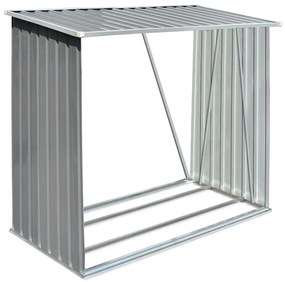 Záhradná kôlňa na drevo z galvanizovanej ocele 163x83x154 cm sivá