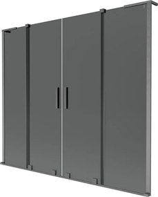Mexen Velar L Duo, 2-krídlová posuvná vaňová zástena 180 x 150 cm, 8mm šedé sklo, brúsený grafit, 896-180-003-42-66