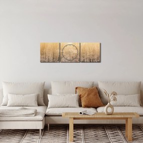 Obraz mrazivého lesa (s hodinami) (90x30 cm)