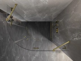 Mexen Lunar, pravý polkruhový sprchový kút 90 x 80 cm, 8mm číre sklo, zlatý matný profil, 833-090P-080L-55-00