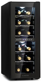 Klarstein Shiraz 12 Duo, vinotéka, 42 l, 12 fliaš, 2 zóny 5-12 / 12-18°C, dotykové ovládanie