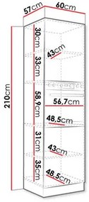 Vysoká kuchynská skrinka pod rúru Bronte 60 DP-210 2F (dub lancelot + biely lesk). Vlastná spoľahlivá doprava až k Vám domov. 1123246
