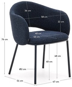 Tmavomodré čalúnené jedálenské kreslo Maina – Kave Home