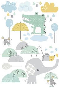 Detské samolepky na stenu Ambiance Animals in the Rain
