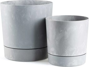 PLASTOVÝ KVETINÁČ AZALEA SADA 2KS 22,5X23,5 CM+17,5X18,5 CM IMITÁCIA BETÓNU SIVÁ