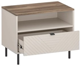 Nočný stolík EYCO 1S, kašmír/dub Castello