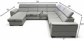 Rozkladacia sedacia súprava s univerzálnym rohom do U s úložným priestorom GRANADA svetlosivá