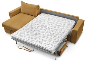 Žltá menčestrová rozkladacia rohová pohovka (variabilná) Augustin – Bobochic Paris