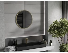 Mexen Loft, okrúhle kúpeľňové zrkadlo 60 cm, farba rámu zlatá lesklá, 9850-060-060-000-50