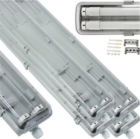 SADA 4 x hermetických LED lámp 120 cm do dielní so žiarivkami