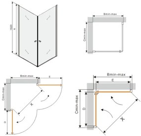 Mexen PRETORIA DUO sprchovací kút 65x100cm, 6mm sklo, chrómový profil-číre sklo, 852-065-100-02-00