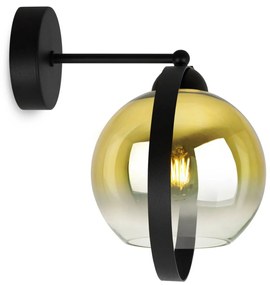 Nástenné svietidlo Bergen Gold Ring, 1x zlaté/transparentné sklenené tienidlo (fi 15cm)
