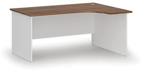 Kancelársky rohový pracovný stôl PRIMO WHITE, 1600 x 1200 mm, pravý, biela/orech