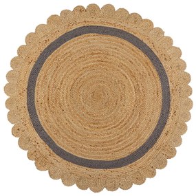 Flair Rugs koberce Kusový koberec Grace Jute Natural/Grey kruh - 160x160 (priemer) kruh cm