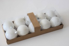 Biele plastové vianočné gule 10ks 5cm