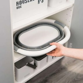 Kôš na bielizeň OVAL COMPACT sivý / biely 25 l