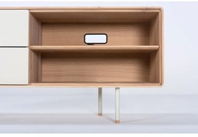 TV stolík z dubového dreva v bielo-prírodnej farbe 150x64 cm Fina – Gazzda