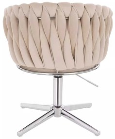 LuxuryForm DESIGN Stolička NORDEN VELUR na striebornom kríži - krémová