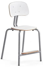 Školská stolička YNGVE, so 4 nohami, strieborná, biela, V 520 mm