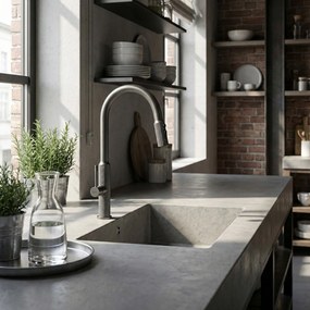 Rea Master, vysoká kuchynská batéria s výsuvným výtokom, grafitová matná, REA-B7206