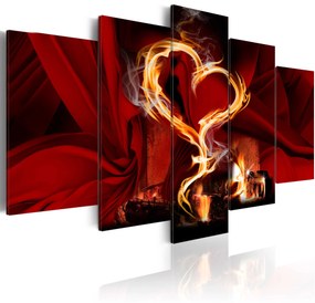 Artgeist Obraz - Flames of love: heart Veľkosť: 100x50, Verzia: Na talianskom plátne