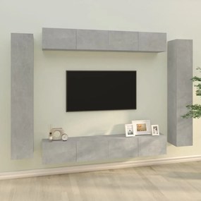 8-dielna súprava TV skriniek betónová sivá spracované drevo