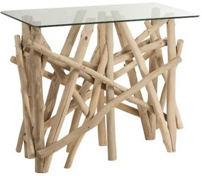 Konzolový drevený stôl so sklenenou doskou Branch - 96 * 47 * 77cm