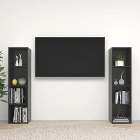 TV skrinky 2 ks lesklé sivé 142,5x35x36,5 cm drevotrieska 3079924