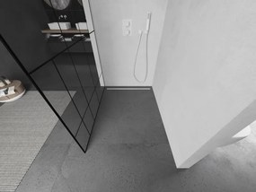 Mexen Kioto L, sprchová zástena Walk-In 80 x 200 cm, 8mm číre sklo čierny vzor, biely profil, 800-080-103-20-78