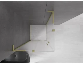 Mexen Velar L Duo, sprchový kút s posuvnými dverami 90 x 90 cm, 8mm sklo námraza, zlatá matná, 871-090-090-02-33-55