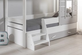 Domčeková posteľ 90x200 s úložným priestorom Boom - biela/šedá