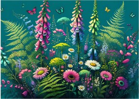 Sklenený obraz - Lúčne kvety (70x50 cm)