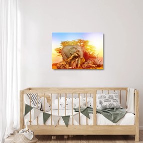 Sklenený obraz afrických zvieratiek (70x50 cm)