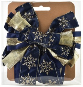 Vánoční dekorativní mašle Santa Lila 32x130 cm modro-zlatá s vločkami