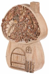 Jesenná dekorácia Hubový domček s osvetlením, 24 x10 x 32 cm, horčík, imitácia dreva