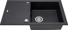 Laveo Megalo, 1-komorový granitový drez 780x500x185 mm, čierna škvrnitá, LAV-SBE_711T