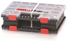 Dvojkufríkový organizér 34,4 × 24,9 × 10 cm, prepážky, sivá