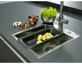 Čierne rozšíriteľné cedidlo Wenko Black Outdoor Kitchen Sivo