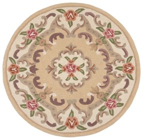 Béžový vlnený koberec Flair Rugs Aubusson, ⌀ 120 cm
