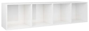 vidaXL Knižnica/TV skrinka biela 36x30x143 cm drevotrieska lesklá-