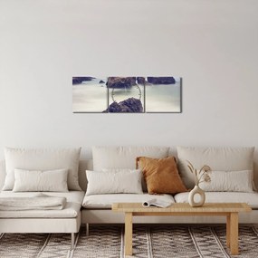 Obraz útesov v hmle (s hodinami) (90x30 cm)