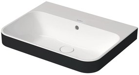 DURAVIT Happy D.2 Plus obdĺžniková umývadlová misa bez otvoru, s prepadom, 600 x 460 mm, biela/antracit matný, 2360606160