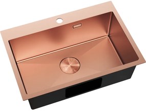 Mexen Solix, 1-komorový nerezový drez 650 x 450 mm, brúsená meď, 6403651000-65