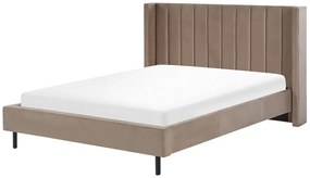 Zamatová posteľ 160 x 200 cm sivobéžová VILLETTE Beliani
