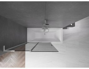 Mexen Velar L, 2-krídlová posuvná vaňová zástena 120 x 150 cm, 8mm šedé sklo, chrómový profil, 896-120-003-41-01