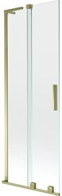 Mexen Velar L, 2-krídlová posuvná vaňová zástena 70 x 150 cm, 8mm číre sklo, zlatý lesklý profil, 896-070-003-01-50
