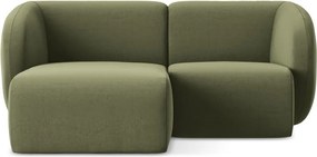 Zelená zamatová rohová pohovka (ľavý roh/s leňoškou) Lani – Makamii