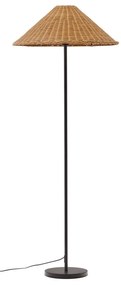 Stojacia lampa s ratanovým tienidlom v čierno-prírodnej farbe (výška 154 cm) Urania – Kave Home